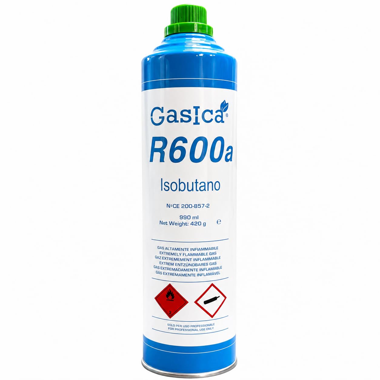 R600a Isobutano Gas Refrigerante Ecológico 1260g Pack 3 Envases Sin Válvula