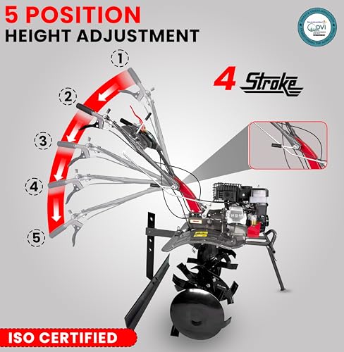 Image of DVI 7HP 4 Stroke Power Weeder with AIR Cooled Petrol Engine Suitable for Farm & Agriculture | Used for Weeding in All Types of Crops with High Carbon Metal Blades. (with Leveler Attachment)