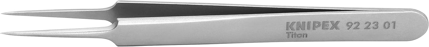 KNIPEX Tools 92 23 01 Titanium Gripping Tweezers-Needle-Point Tips, 4-1/2"
