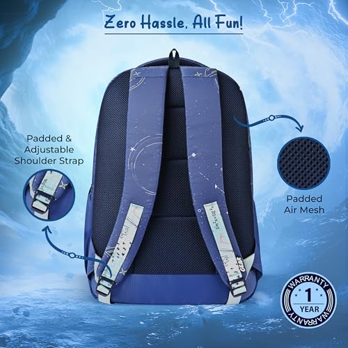 Image of Gear Lost In Space 17 inch /30L Large Water Resistant School Bag | Casual Backpack | Daypack | Travel Backpack | Kids Bag for Boys /Girls (Navy - Mint)