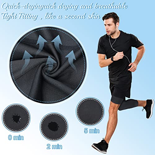 2 Packs Men's 3/4 One Leg Compression Tights Unisex Leggings Athletic Base Layer For Basketball Sports (R Style, Large) #TOP3