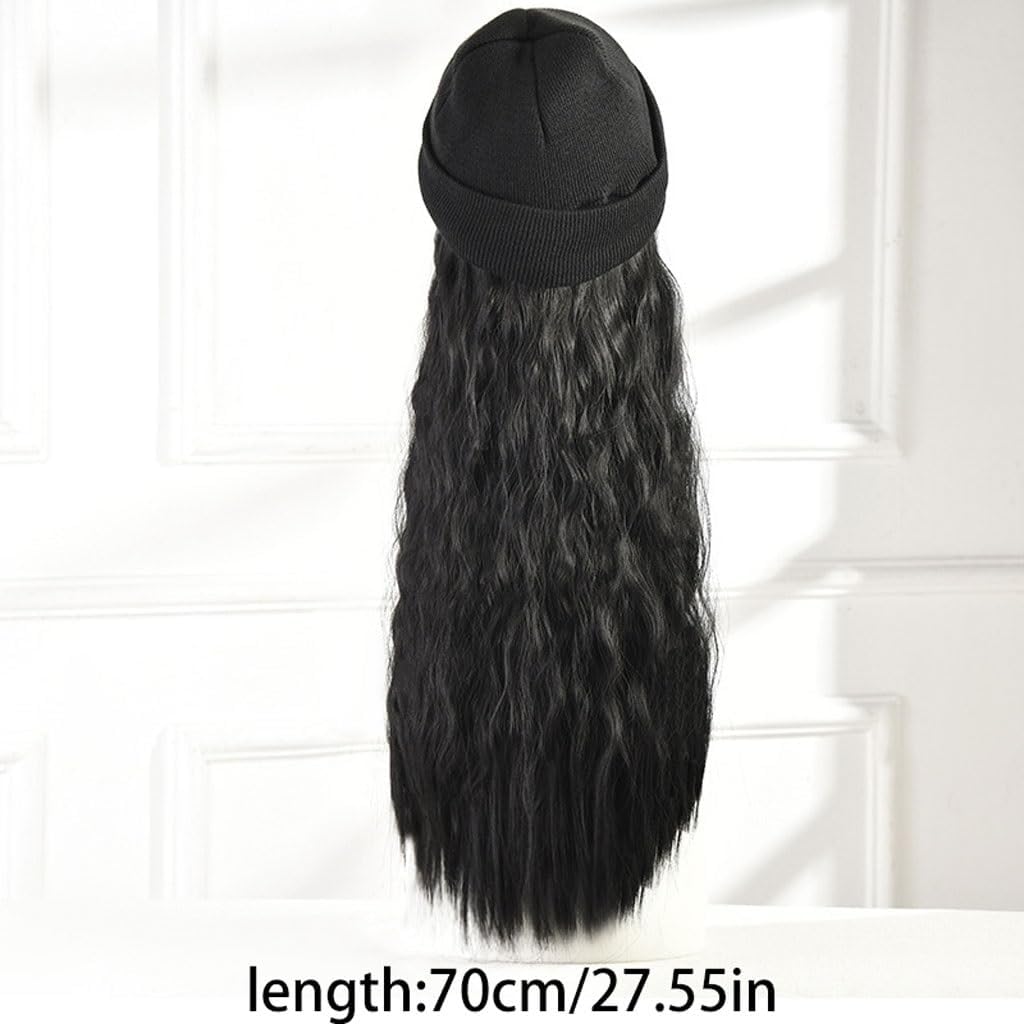 EARSHOT Wig Cap Women's Long Hair Wig Caps, Wavy Wig Caps, Casual Wig Caps, Natural and Realistic Wig Caps, Suitable for Daily Theme Parties Headband Wig Human Hair (Color : 02)