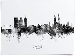 Zagreb Croatia Skyline art print poster, unframed -15456