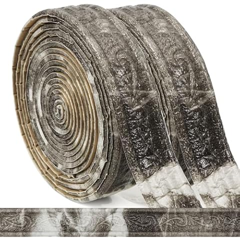 WAPANE 360" x 1.57" 3D Wall Edging Self Adhesive, Pattern Molding Peel and Stick Wallpaper Border, Flexible Wall Base Moulding Trim Mirror Border Wall Lines Marble, 4PC Cover