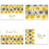 Tree-Free Greetings Tarjetas de agradecimiento con sobres blancos para bodas, baby shower, graduación, 4 x 6 pulgadas, juego de 16, gris y amarillo general (TP61287)