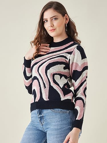 Image of Modeve Animal Print Round Neck Casual Women Sweater||Winterwear||