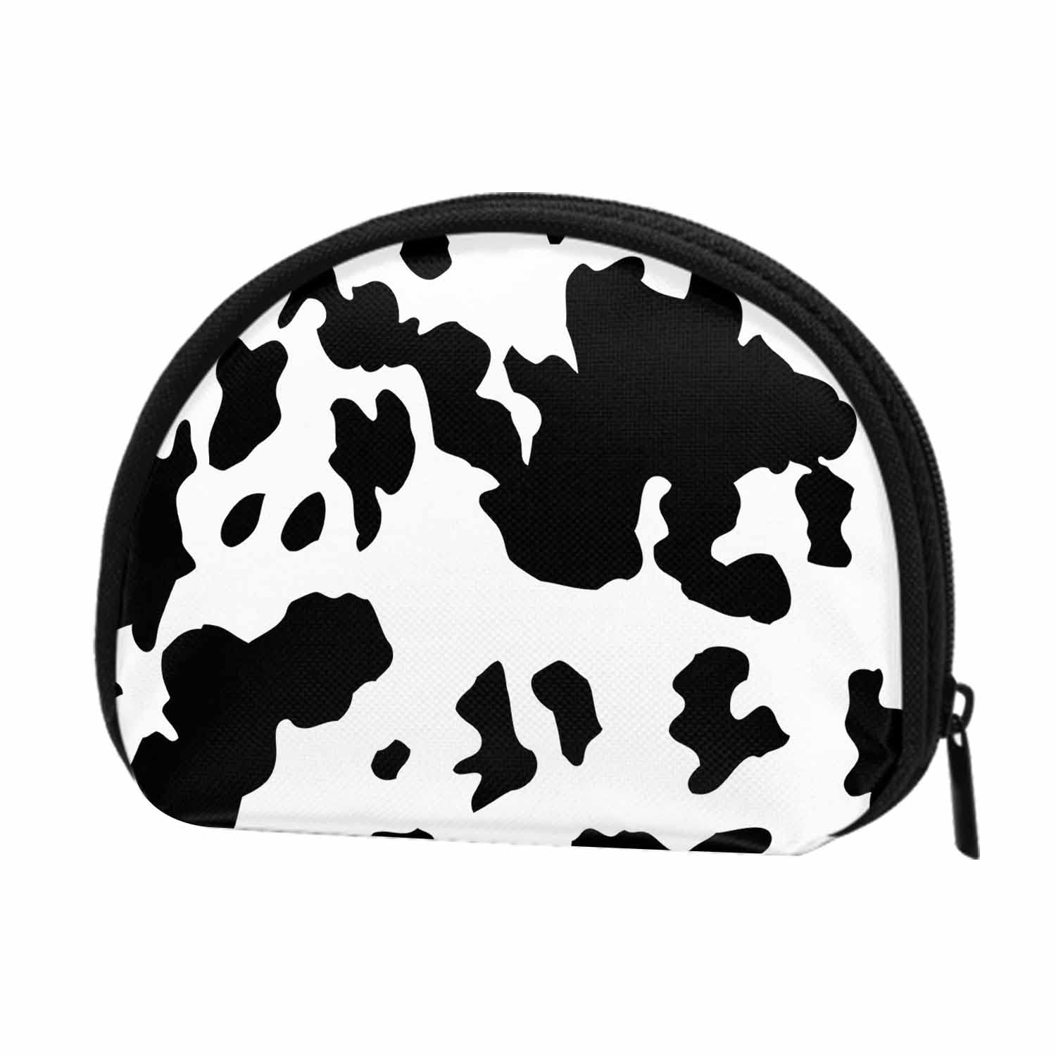 IBILIU Small Coin Purse Cow Skin Pattern Black White Mini Wallet Coin Pouch Change Purse For Women Men