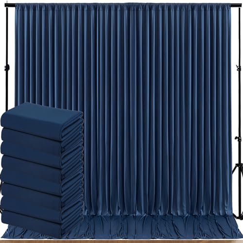 40ftx10ft Wrinkle Free Navy Blue Backdrop Curtains for Parties, Thick Polyester Backdrop Drapse 8 Panels 5x10ft for Weddings Birthday Photography Background Curtains