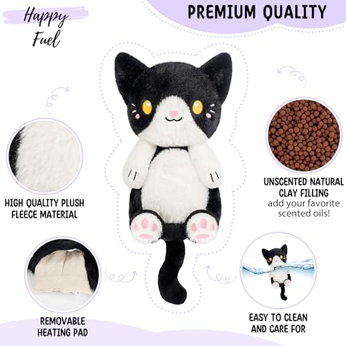 Image of Tuxedo Cat Microwavable 1.5 lbs Unscented Heating Pad for Women and Kids- Cute Soft Cozy Pillow Plush Heatable Warm Stuffed Animals - Kawaii Hot and Cold Plushie - Tuxedo Cat Gifts for Girls and Women