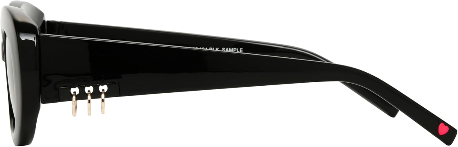Betsey Johnson Women's Lucky Charm Oval Sunglasses, Black, 36 mm - Image 5