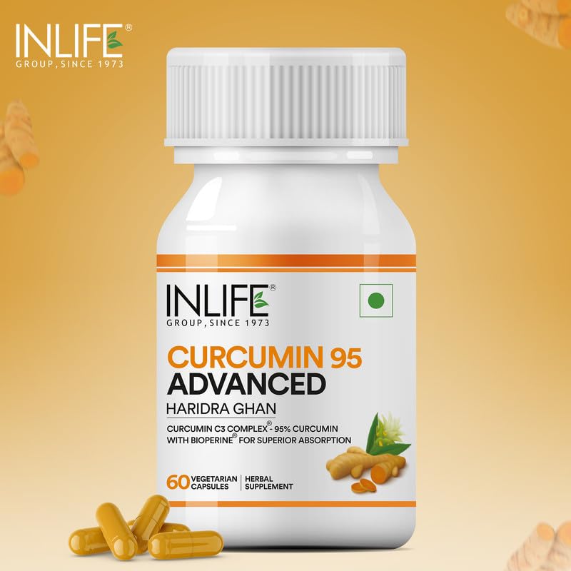 INLIFE Curcumin C3 Complex (95% Curcuminoids) 500 mg Turmeric with BioPerine (Piperine) Extract Supplement 5 mg - 60 Capsules (Pack of 2) - Image 6 thumbnail