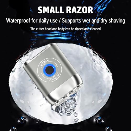 Image of Electric Shaver, Travel Portable Beard Trimmer for Men, Alloy Pocket Dual-Head Electric Shaver, IPX7 Waterproof Mini Razor, USB C Rechargeable (Silver)