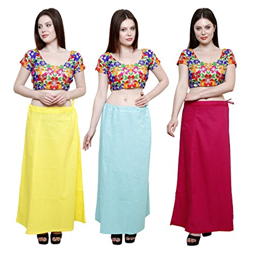 Image of Pistaa combo of 3 Women's Cotton Best Indian Readymade Inskirt Saree petticoats