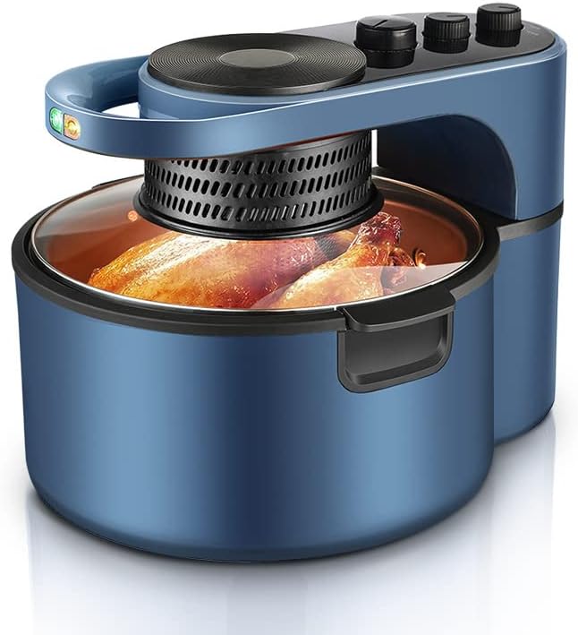 TFQQ 8L Air Fryer, All In One Rotating Rotisserie and Convection Oven, 230°C freidora de aire, Dishwasher-Safe, Easy View, Nonstick Basket, Roast, Bake, Reheat, Dehydrate, 2200W, Stainless Steel