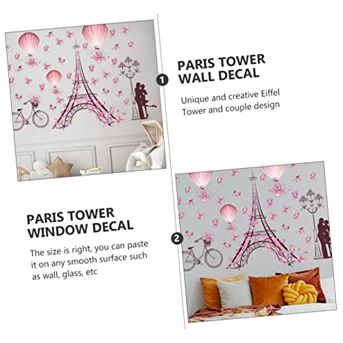 Abaodam 2 Sheets Pink Valentine Wall Sticker Pink Wall Decals Pink Decor Pink Stickers Valentine S Wall Mural Eiffel Tower Wall Poster Wreath Wall Decal Valentine Eiffel Tower Decal Pvc #TOP5