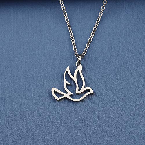 MYOSPARK Stainless Steel Soaring Dove Bird Pendant Necklace Bird Jewelry Peace Gift For Her3