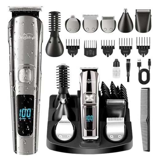 Brightup Beard Trimmer for Men - 18 Piece Beard Grooming Kit with Hair Clippers, Hair Trimmer, Electric Razor - IPX7 Waterproof Mustache, Face, Nose, Ear, Balls, Body Shavers - Mens Gifts, FK-8688T