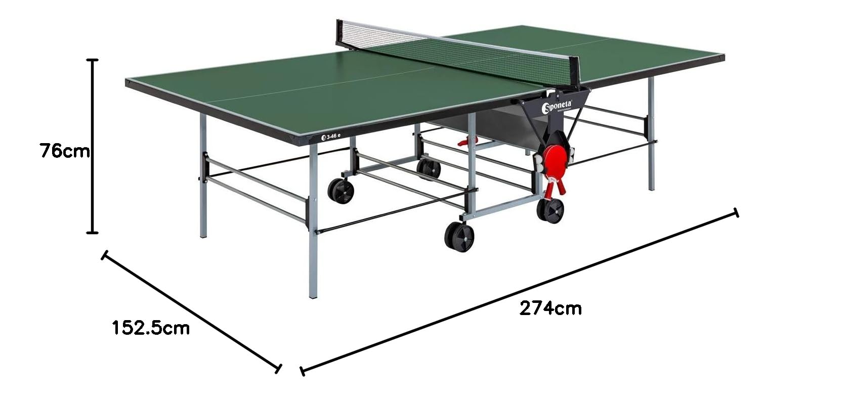 Sponeta S 3-46 e Sportline - Table de Tennis de Table d'extérieur résistante aux intempéries - Vert