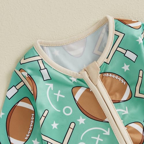 Baby Boy Girl Football Outfit Football Print Long Sleeve Zip Up Romper Jumpsuit Infant Boys Girls Fall Winter Outfit4