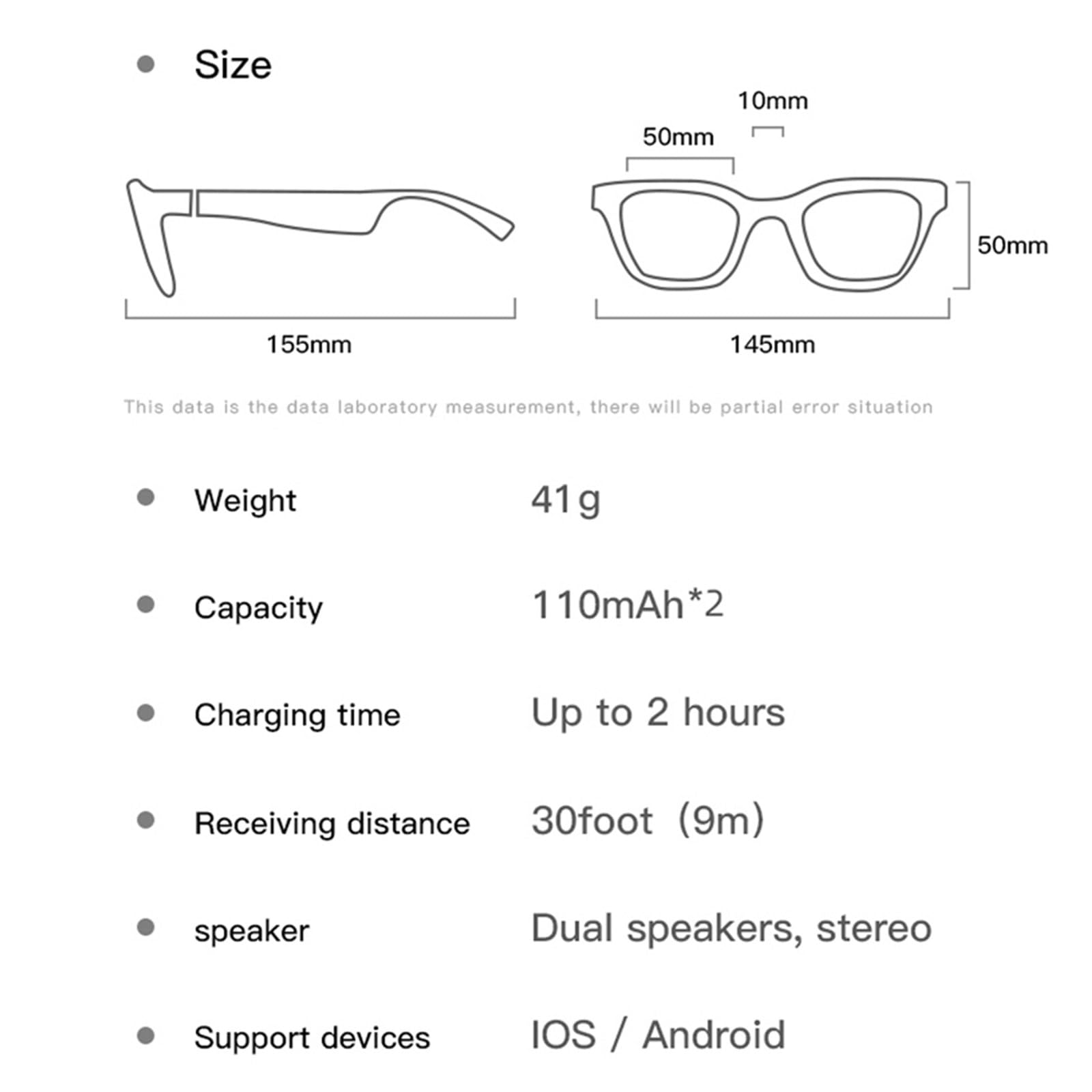 Lunettes Bluetooth intelligentes, Conversation IA, Traduction en Temps réel, Audio Bluetooth, Assistant Vocal de réveil, Lunettes de Traduction IA, pour Voyages, Affaires et études,B