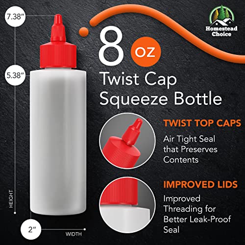 6-Pack Plastic Squeeze Bottles Condiment 8-Ounce With Red Twist-Cap Set Of 6 8-Oz (Perfect For Syrup, Sauce, Ketchup, Bbq, Condiments, Dressing, Arts And Craft, Workshop, Storage, And More) #TOP1