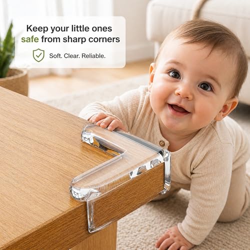 Image of Pack of 12 Silicone Corner Protectors, Baby Safety Table Corner Guards, Clear Transparent Soft Edge Protectors for Sharp Table Corners, Furniture Corner Guards, Child Proof Safety