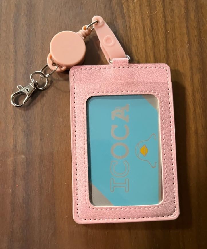 Amazon.co.jp: リール付きパスケース ヘルプマーク入れ 定期入れ 縦型