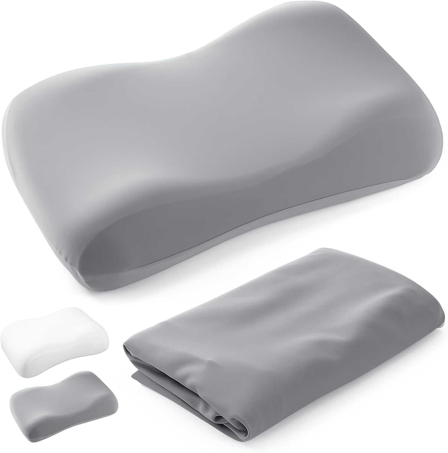 Mindsoft Cooling Sleep Cervical Neck Pillowcase (Only Pillowcase) Breathable Cold Pillow Cover for Side & Back Sleepers Orthopedic Cervical Shape(Gray)