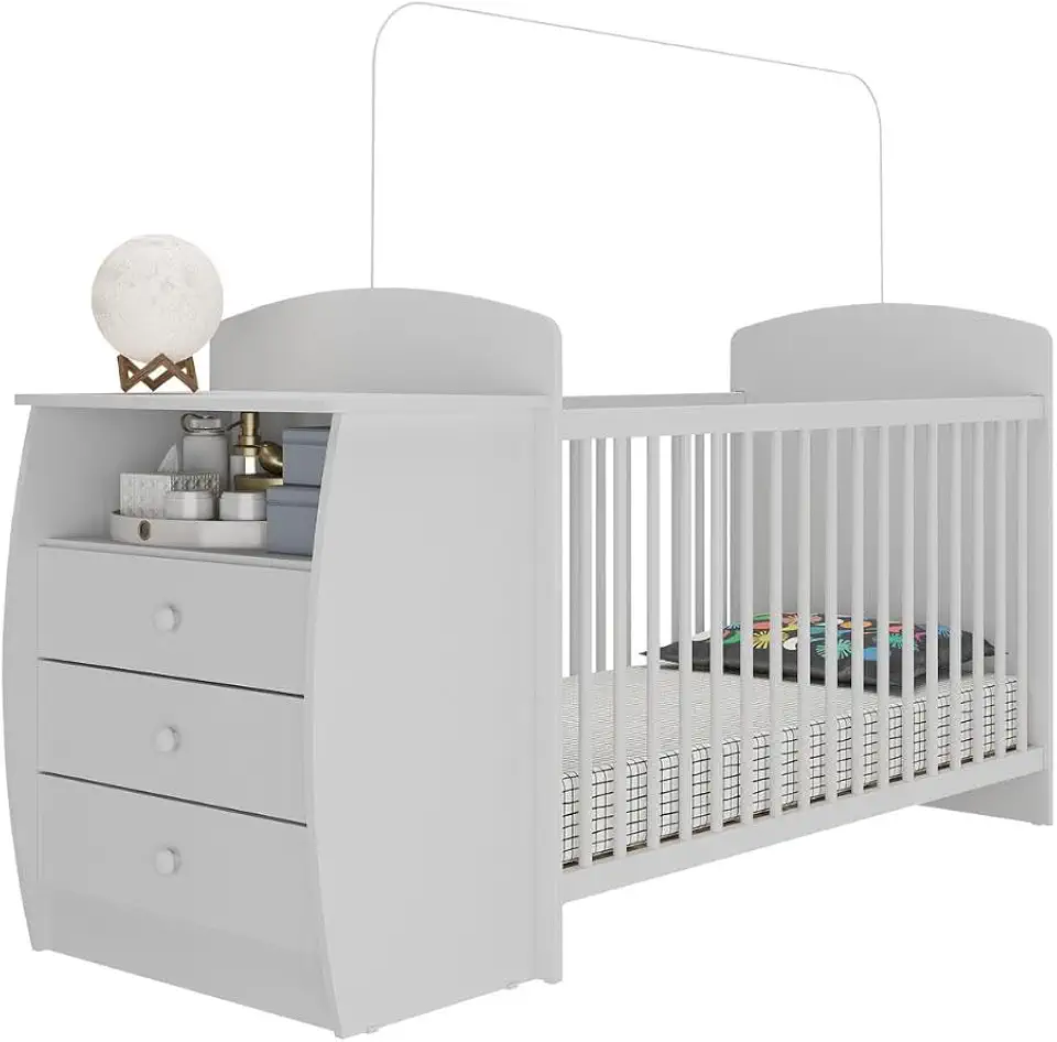 Berço Cômoda Cajuzinho para Colchão 60x130cm Multimóveis Bb0516 Branco