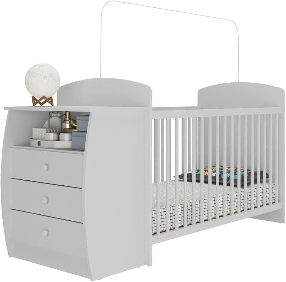 Berço Cômoda Cajuzinho para Colchão 60x130cm Multimóveis Bb0516 Branco