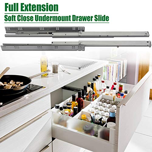 OCG Soft Close Undermount Drawer Slides 21 inch (6 Pairs), Full Extension Concealed Drawer