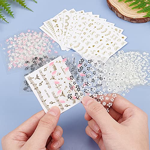 OLYCRAFT 180 Blatt Nagelsticker Blumen 3D Nail Art Aufkleber Golden Pink Schwarz Weiß Aufkleber Abziehbilder Aufkleber… – Bild 4