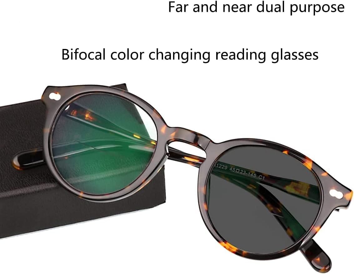 Gafas De Lectura Unisex, Gafas De Lectura Fotocromáticas, Gafas De Lectura Bifocales Dioptría De 1,00 A 3,00, Gafas De Sol Multifocales Progresivas De Moda Gafas ópticas De M, Yellow Spot, 3