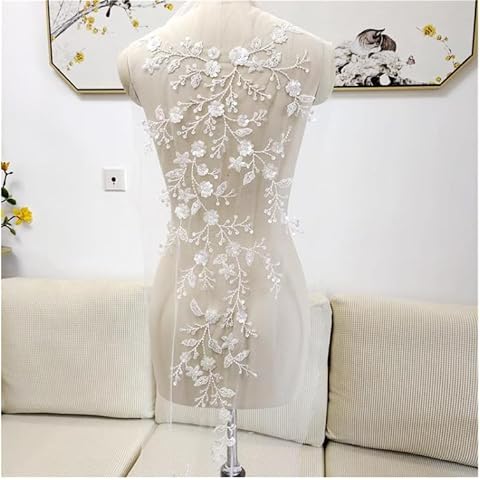 G-RUI 1pc Luxury Beaded Sequin Embroidery Flower lace Appliques for Wedding Dresses Rhinestone lace Applique Patches Embroidery lace parches ropa Cover