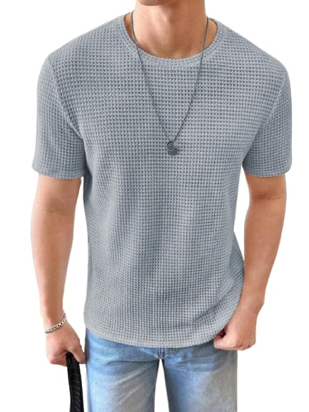 Zephyr ThreadsMen's Texture Pattern Casual Shirt | Half Sleeves Men's T-Shirt | Men's Solid Regular Fit Cotton Blend T-Shirt with Round Collar | Men's Trendy T-Shirt