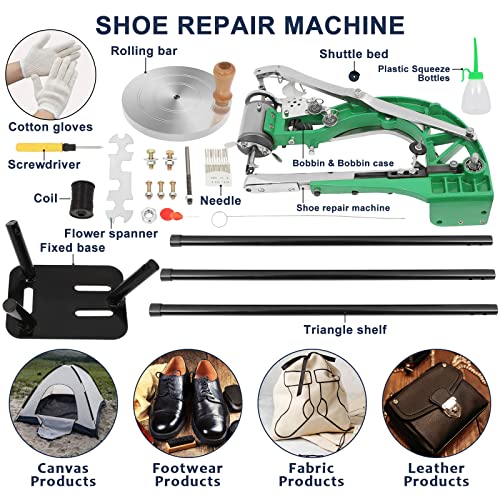 Leather Sewing Machine Cobbler Stitching Machine Shoe Repair Machine with Dual Cotton Nylon Line for Sewing Upsolery, Bags, Tents, Clothes, Belt and Coats