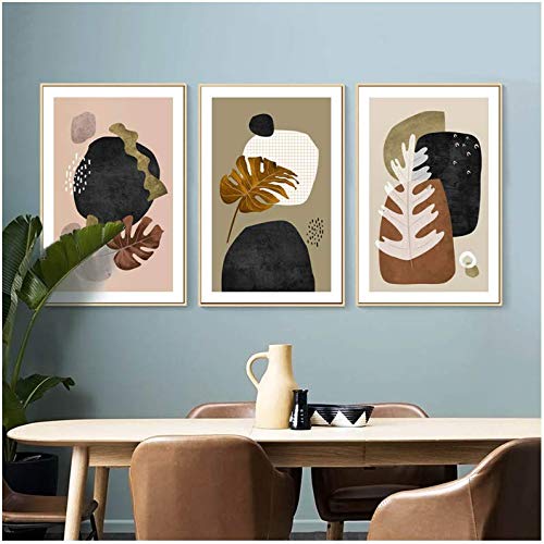 Toile peinture tortue feuilles art abstrait géométrique décoration murale chambre 50x70