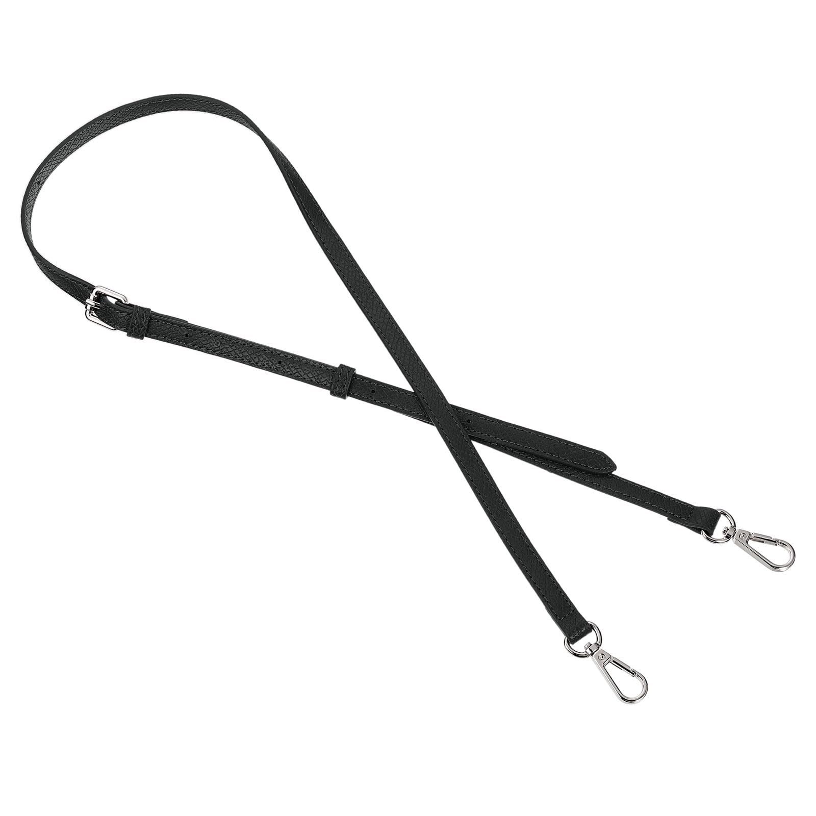 sourcing map Leather Bag Strap Replacement Adjustable Crossbody Bag Straps Conversion for Shoulder Bag Handbag Purse, Black, Silver Buckle