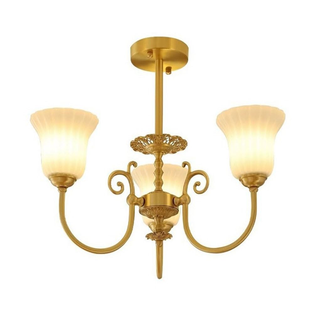 Lampe suspendue en cuivre lustre rétro et luminaire laiton salon