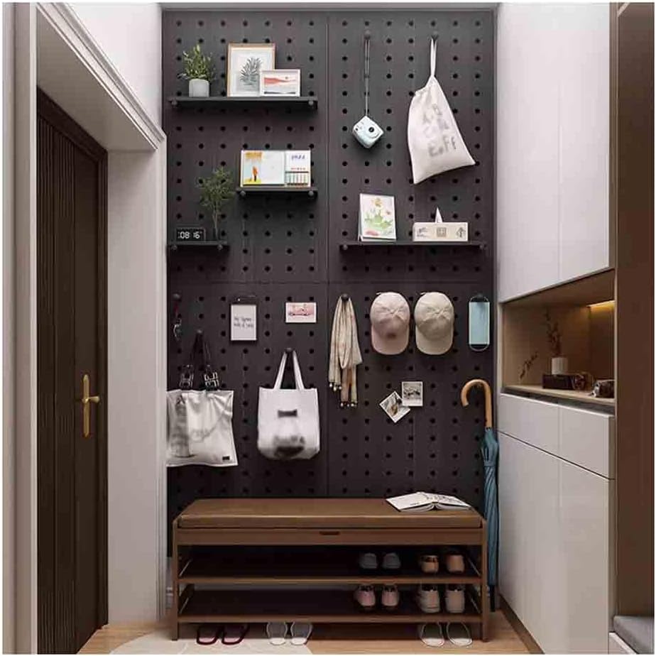 Pegboard Wall Organizer Combination Kit, Wall Mounted Peg Board Display Panels for Wall Organizer, Crafts Organization, Ornaments Display(Black,40X60 CM)