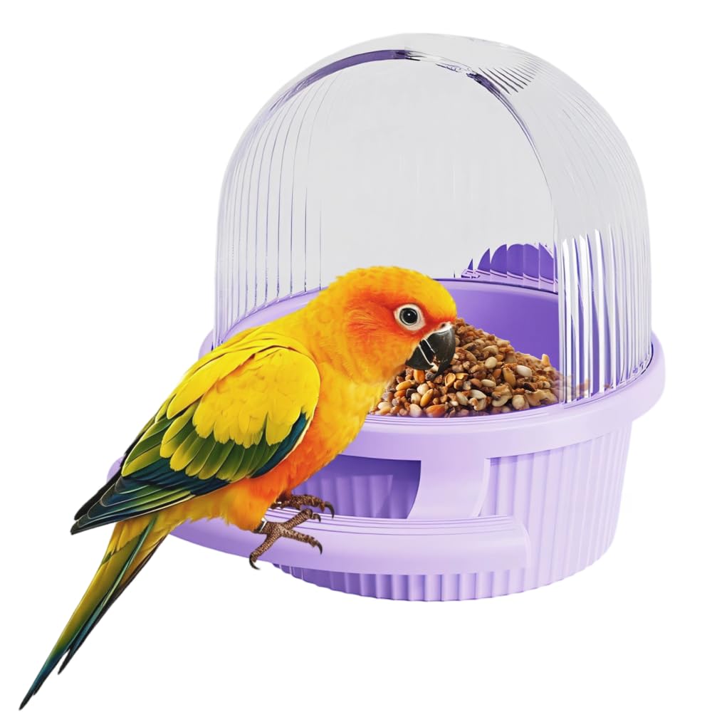 No Mess Bird Feeder, Detachable Bird Food Dispenser with Textured Non-Slip Perch & Easy Install Clean for Parakeet Cockatiel Parrot Budgie Lovebird