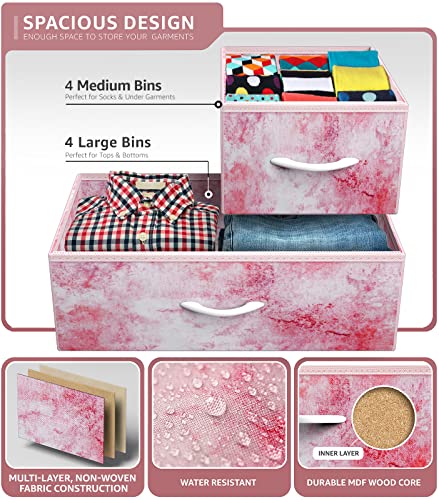 Sorbus Dresser With 8 Drawers - Furniture Storage Chest For Kid’s, Teens, Bedroom, Nursery, Playroom, Clothes, Toys - Steel Frame, Wood Top, Fabric Bins (Tie-Dye Pink) #TOP4