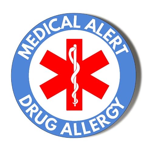 Gift Insanity White Medical Alert - Blue Background - Drug Allergy - Small 10 X 56Mm Stickers