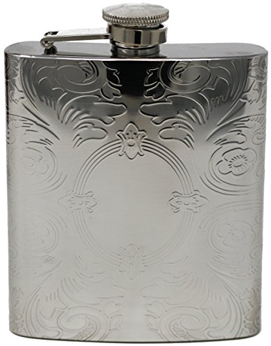 8 Oz Pocket Hip Alcohol Liquor Flask In Etched Vintage Victorian Scroll Print - Made From 304 (18/8) Food Grade Stainless Steel #TOP1