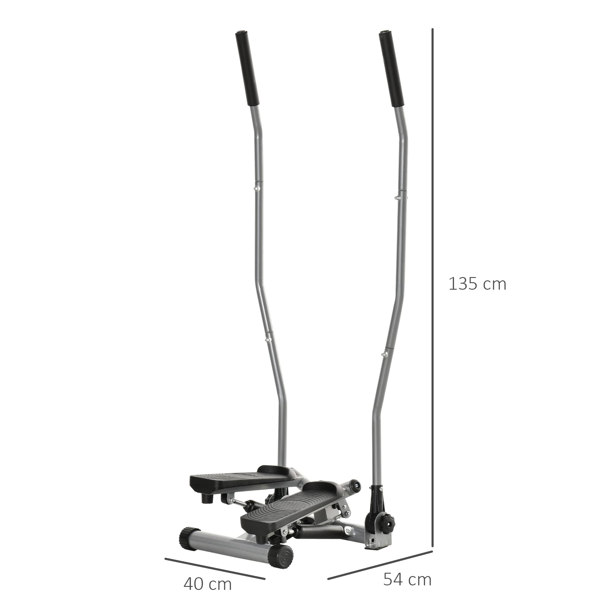 HOMCOM Stepper Fitness con Maniglia, Stepper con Monitor LCD per Allenamento a Casa e Palestra