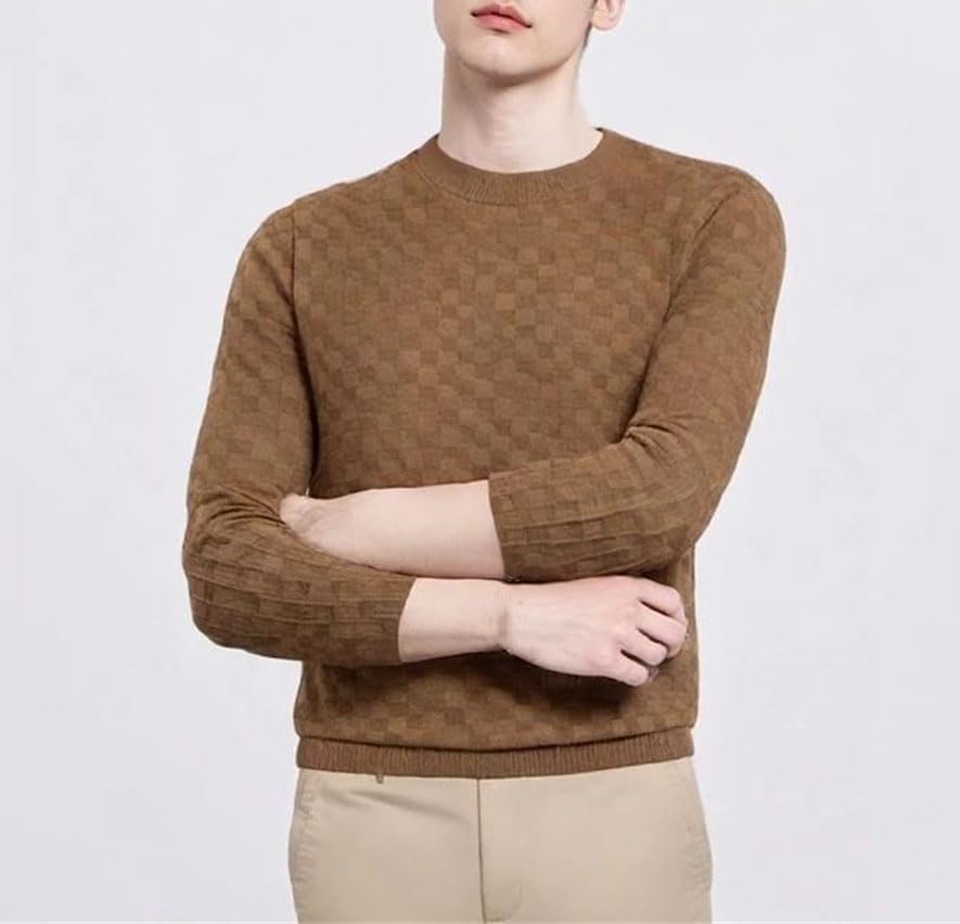 Men's Winter Knit Pullover - Crew Neck Designer Slim Fit Plaid Casual Jumper2