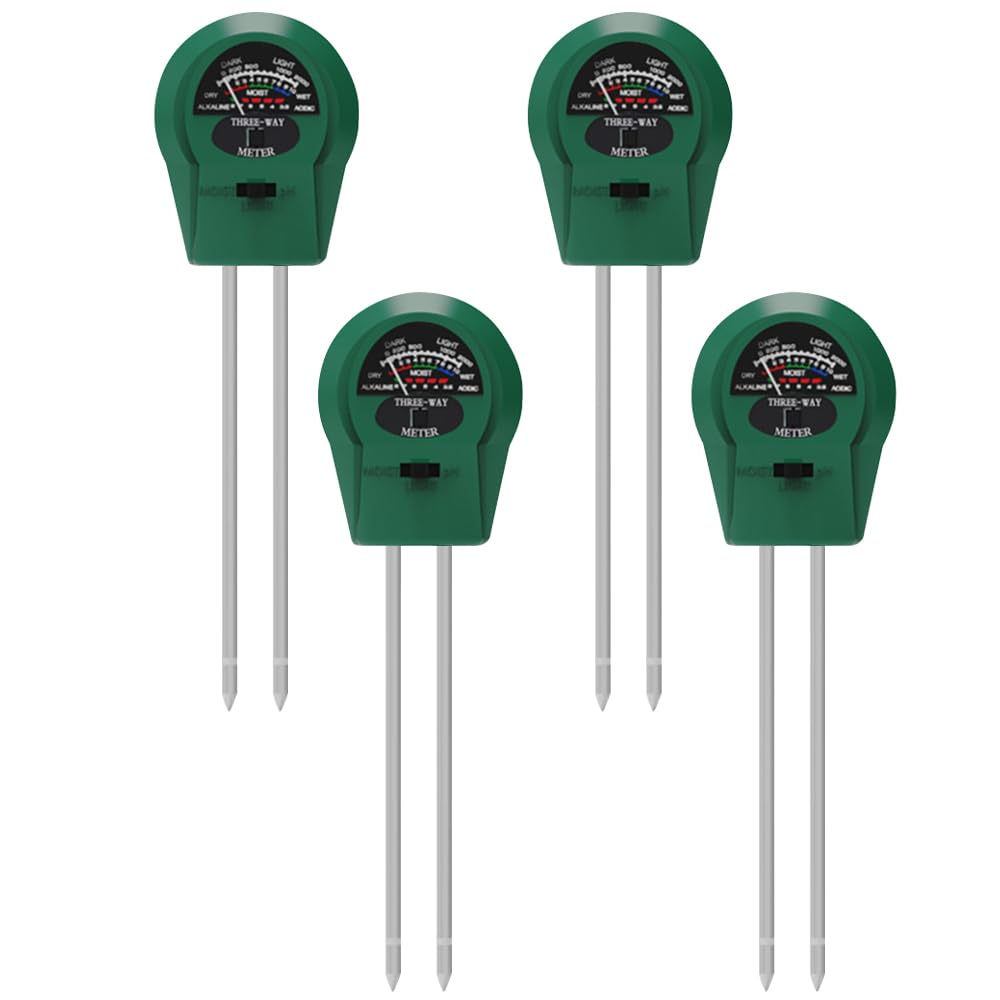 4PCS Testeur Humidité Plante, Humidimètre Sol pour Plantes, Testeur de Sol 3 en 1, Humidimètre pour Plantes, Compteur de Sol avec PH/Température/Lumière, Convient pour Jardinage Pelouse Jardin