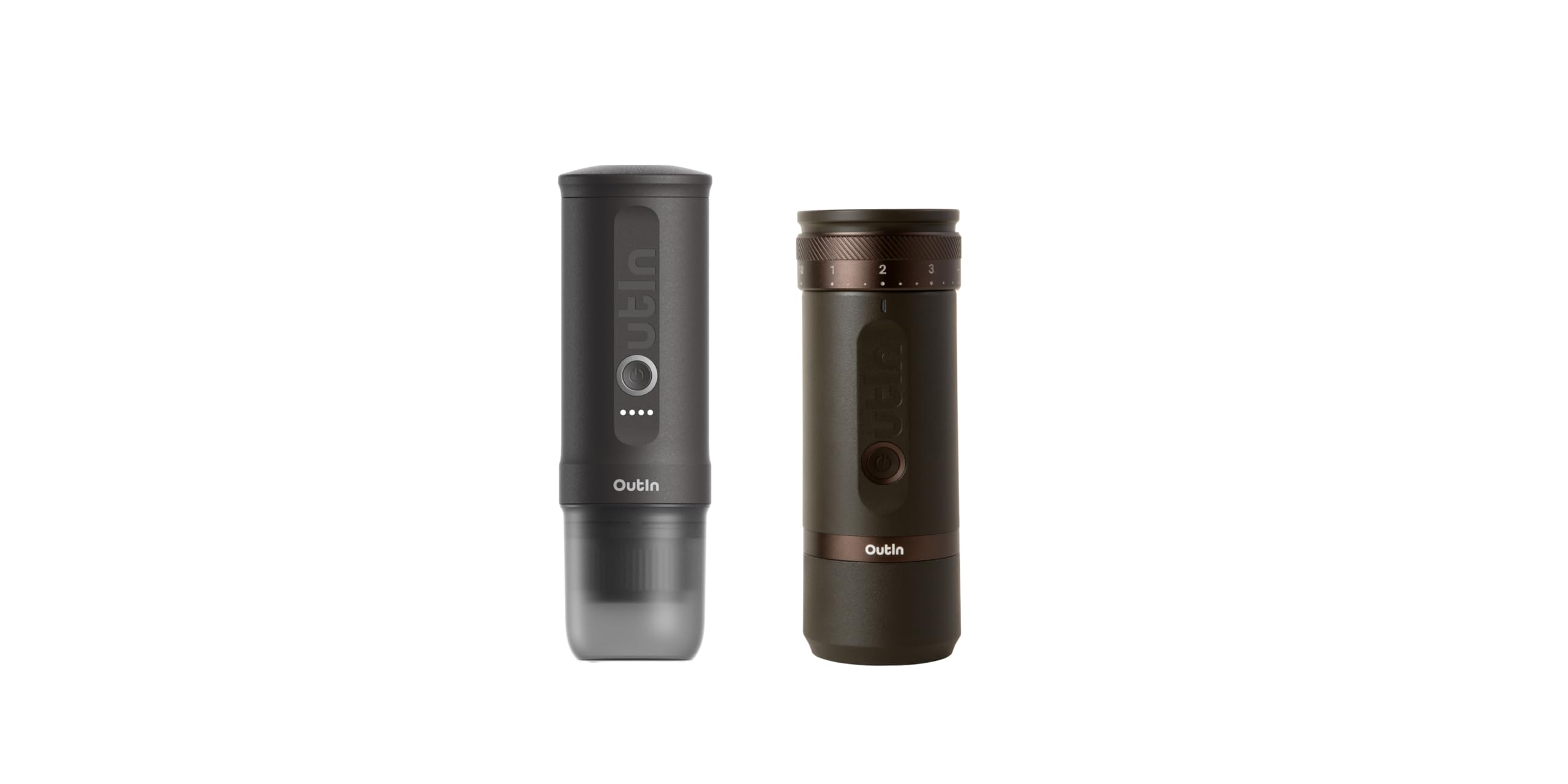 OutIn Nano tragbare Espressomaschine Fino tragbare elektrische Kaffeemühle im Set