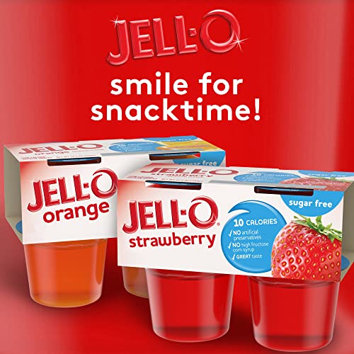 Jell-O Strawberry Sugar Free Refrigerated Red Jello Cups Gelatin Snack (4 Ct Cups) #TOP6