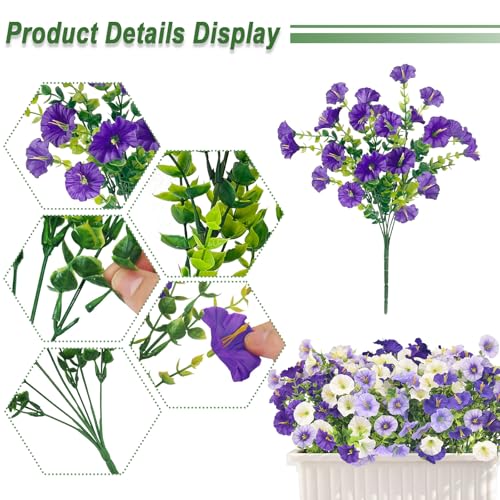 TINA Kunstblumen wie Echt, 8 Bündel Künstliche Blumen Balkonpflanzen Outdoor Wetterfest, Fake Blumenstrauß UV-beständig Frühlingsdeko Gefälschte Blumen Deko Frühling für Innen Draußen Balkon